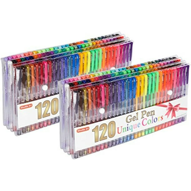 60 Unique Colors with 60 Refills for Adults Coloring Books Drawing Doodling Crafts Scrapbooking Journaling Shuttle Art 120 Pack Gel Pen Set Packed in Metal Case Gel Pens